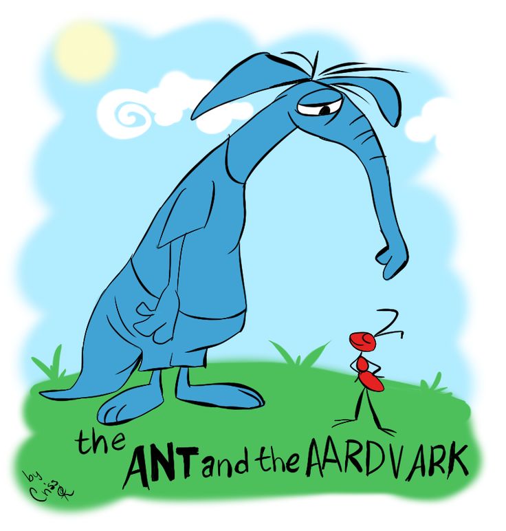 the ant and the ardvark cartoon is shown with an ant standing next to him