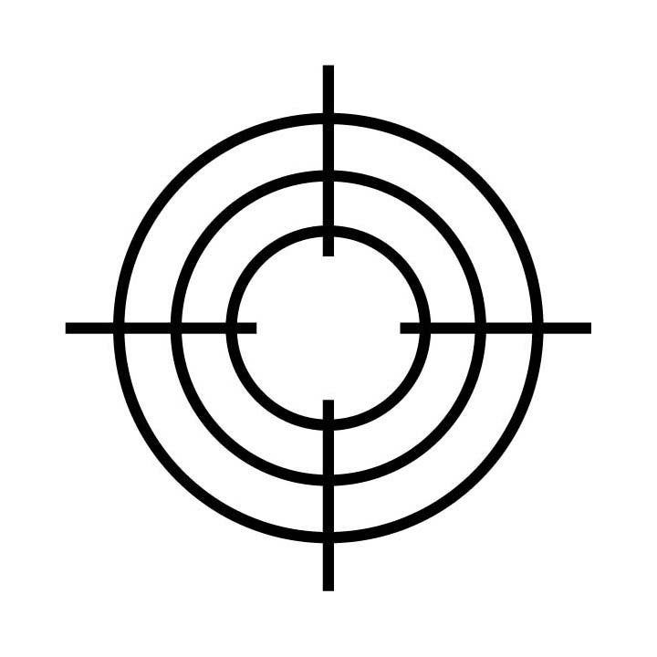 a black and white image of a crosshaired target in the center of a circle