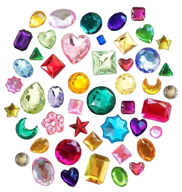 many different colored stones are arranged in the shape of a star, moon and heart