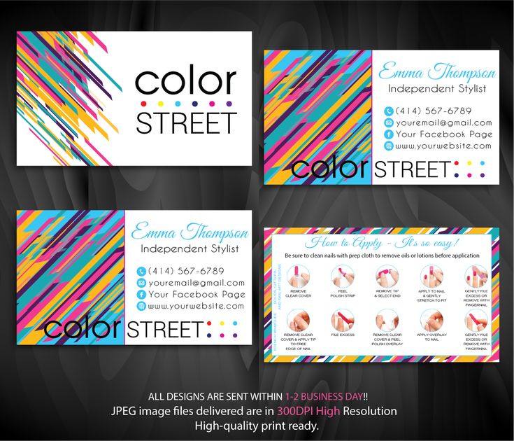 diy color street business cards