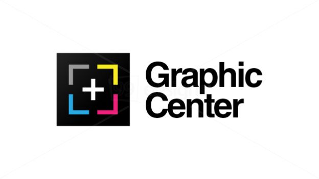 the graphic center logo is shown in black, white and yellow with a cross on it