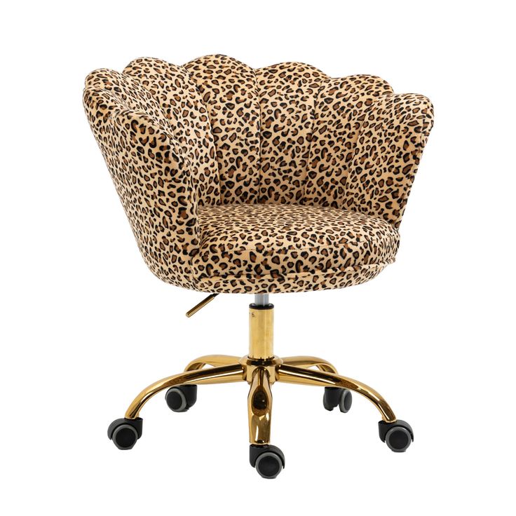 a leopard print office chair with wheels