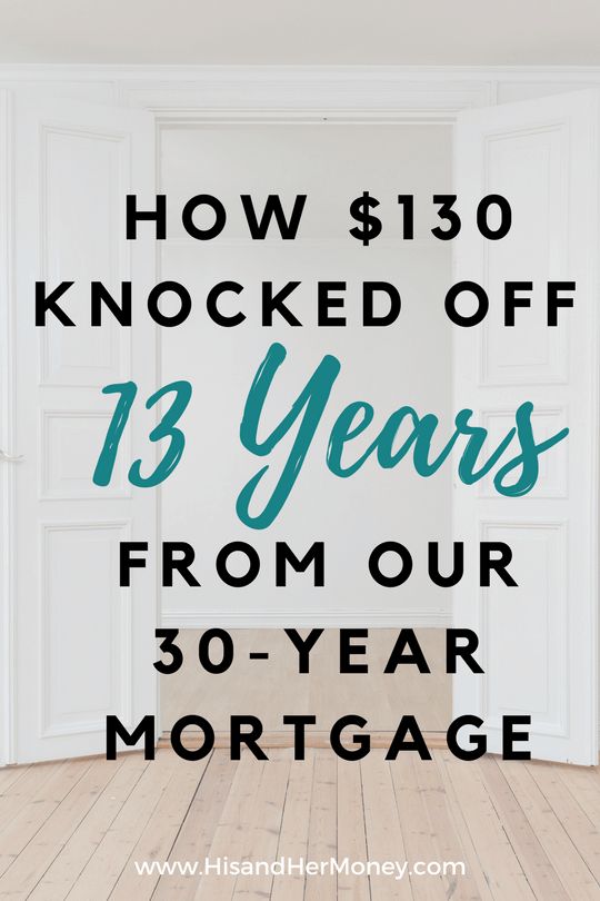 How $130 Knocked Off 13 Years From Our 30 Year Mortgage | His & Her Money Mortgage Savings Plan, Mortgage Payoff Tips, Paying Off Mortgage Early, Pay Mortgage Faster, Payoff Mortgage Early, Mortgage Payment Hacks, Mortgage Payment Hack, How To Pay Off Mortgage Early, Mortgage Hacks