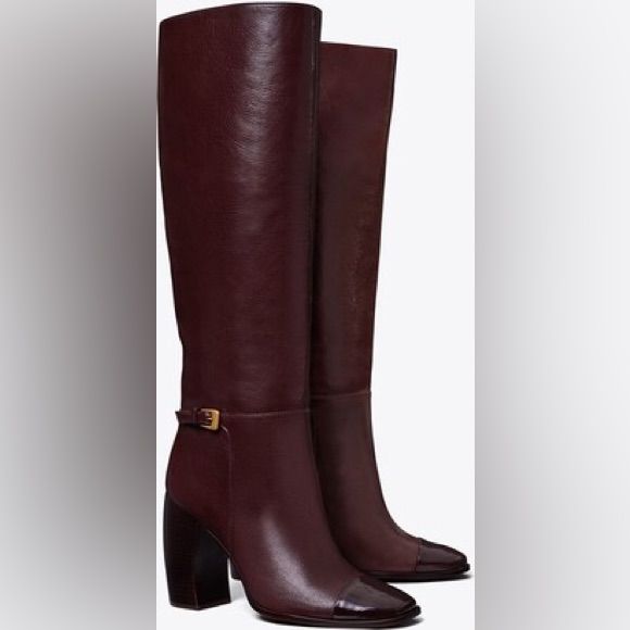 Nwt Bought Two Somehow. Purple Formal Boots For Fall, Formal Purple Boots, Chic Purple Boots For Fall, White Ballet Flats, Black Wedge Boots, Tory Burch Boots, Buckle Boot, Knee Length Boots, Wedge Heel Boots