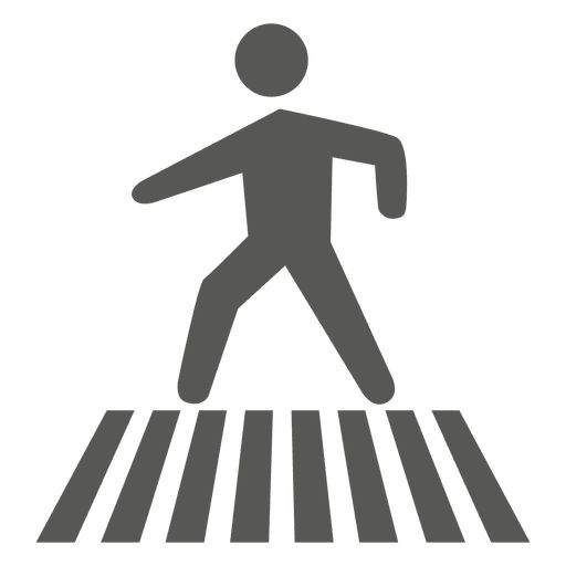 a man crossing the street in front of an image of a pedestrian crosswalk sign