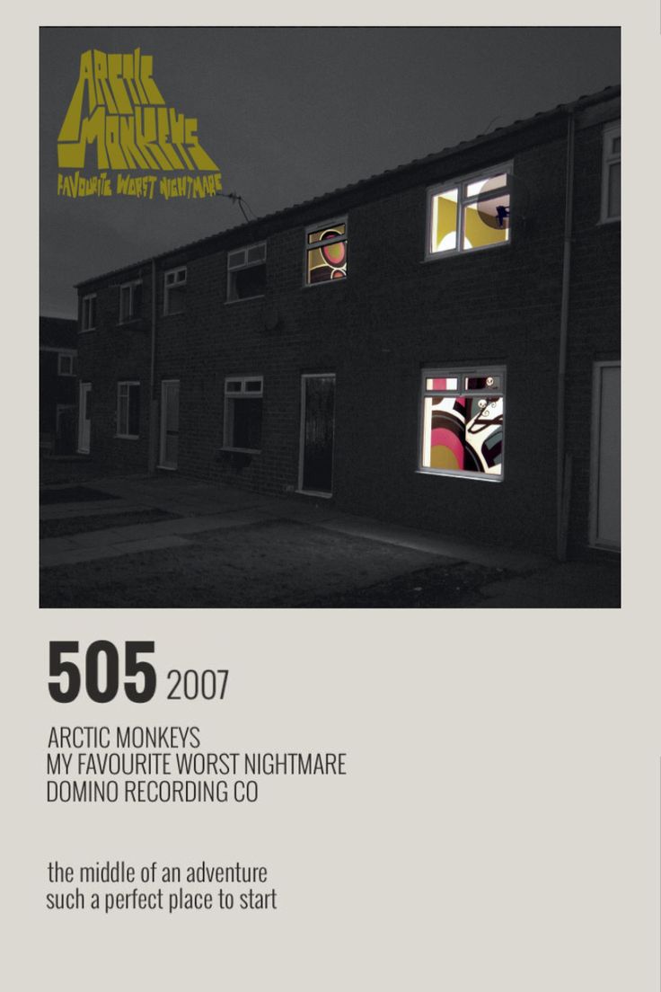 an advertisement for the arctic monkeys'album, 505 - 2077 favorite worst nightmares domino recording company