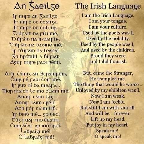 an irish language poem on parchment paper with the words,'i am esselce '