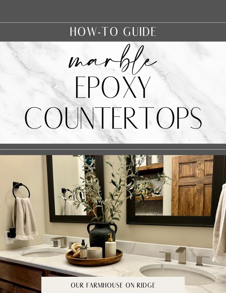 a bathroom counter top with the title how to guide for marble epoxy counters