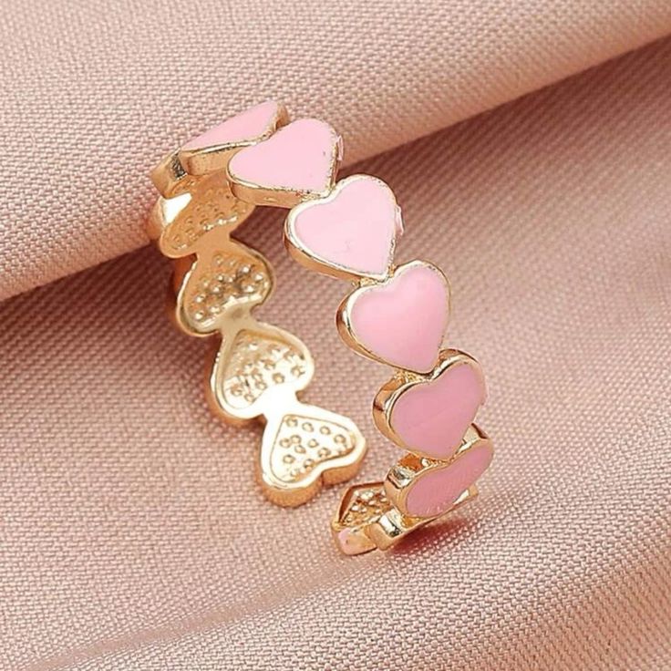 Pink Heart Decor Ring About A Size 6 Can Be Adjusted To Fit A Bigger Size -Pink And Gold Design Pet Friendly Home Smoke Free Home Cute Heart Ring For Valentine's Day, Trendy Pink Heart-shaped Rings, Adjustable Pink Rings For Mother's Day, Trendy Pink Heart Promise Ring, Pink Heart Promise Ring For Valentine's Day, Cute Pink Heart Ring Gift, Cute Pink Heart-shaped Rings, Cute Pink Rings For Promise, Cute Pink Promise Ring