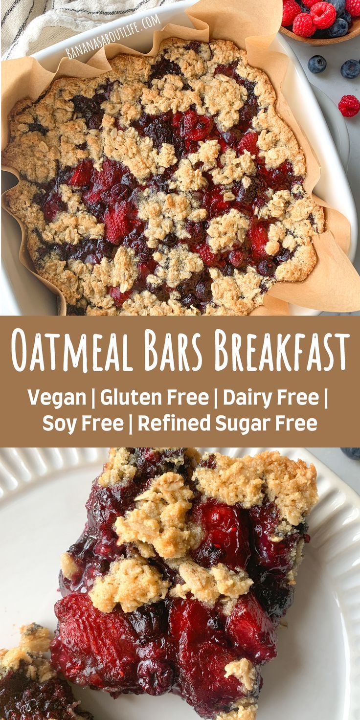 oatmeal bars breakfast Oatmeal Bars Breakfast, Berry Oatmeal Bars, Healthy Oatmeal Bars, Oatmeal Bars Healthy, Breakfast Gluten Free, Berry Oatmeal, Oatmeal Breakfast Bars, Breakfast Vegan, Frozen Berries