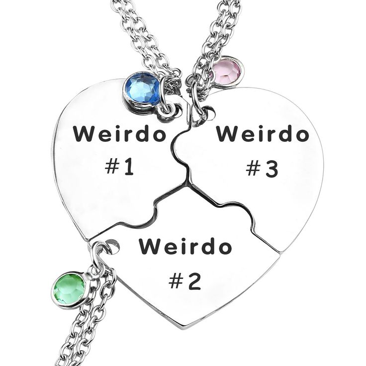 PRICES MAY VARY. Unique Trio Necklace Set: Embrace the quirkiness with our Weirdo 1, Weirdo 2, Weirdo 3 Necklace Heart BFF Set! Crafted from high-quality stainless steel, these three necklaces come together to form a heart, symbolizing the unbreakable bond of friendship. Perfect for best friends, sisters, or any trio of kindred spirits. Heartfelt Friendship Jewelry: Express your unique connection with this special BFF necklace set. Each necklace is engraved with "Weirdo 1," "Weirdo 2," or "Weird 3 Best Friend Necklaces, 3 Way Friendship Necklace, Trio Necklace Set, Three Way Friendship Necklace, Friendship Jewelry For 3, Trio Necklace Bff, Weirdo 1 Weirdo 2 Necklace, 3 Friends Gift Ideas, Trio Friendship Necklace