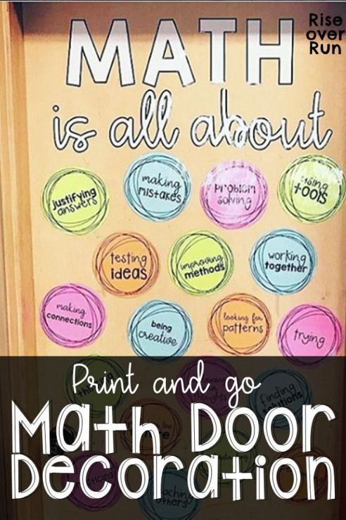 a bulletin board with the words math is all about, paint and go math door decoration