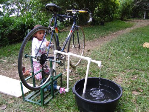 Pumping water is just one of the many tasks you can accomplish with pedal power... here's a collection of projects we've found. Diy Water Pump, Permaculture Design, Pedal Power, Water Collection, Diy Water, Emergency Prepping, Water Well, Upcycle Projects, Water Storage