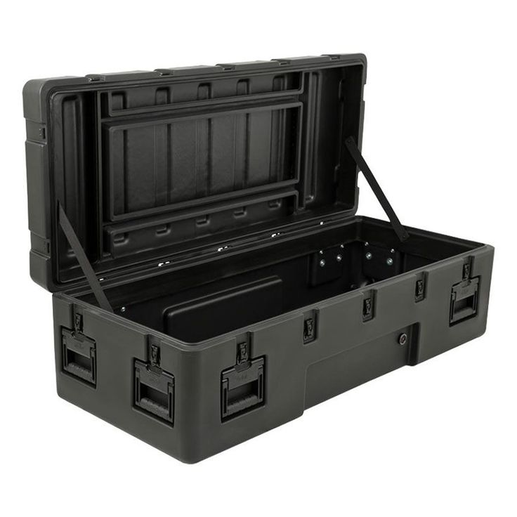 the large black case is open and ready to be used as a storage compartment for various items