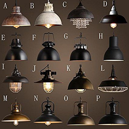 an image of different types of lights hanging from the ceiling and in front of them