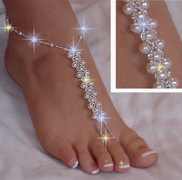 Beautiful Anklets For Beautiful Feet-1 Beaded Foot Jewelry, Pearl Barefoot Sandals, Skirt Diy, Orange Nails, Foot Jewelry, Swarovski Pearls, Anklet Jewelry, Toe Rings, Ankle Bracelets