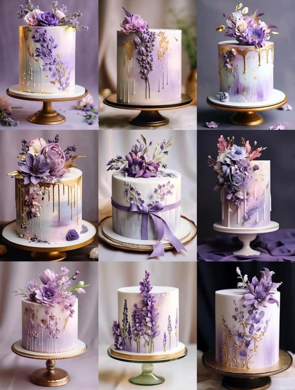 many different types of cakes with flowers on them