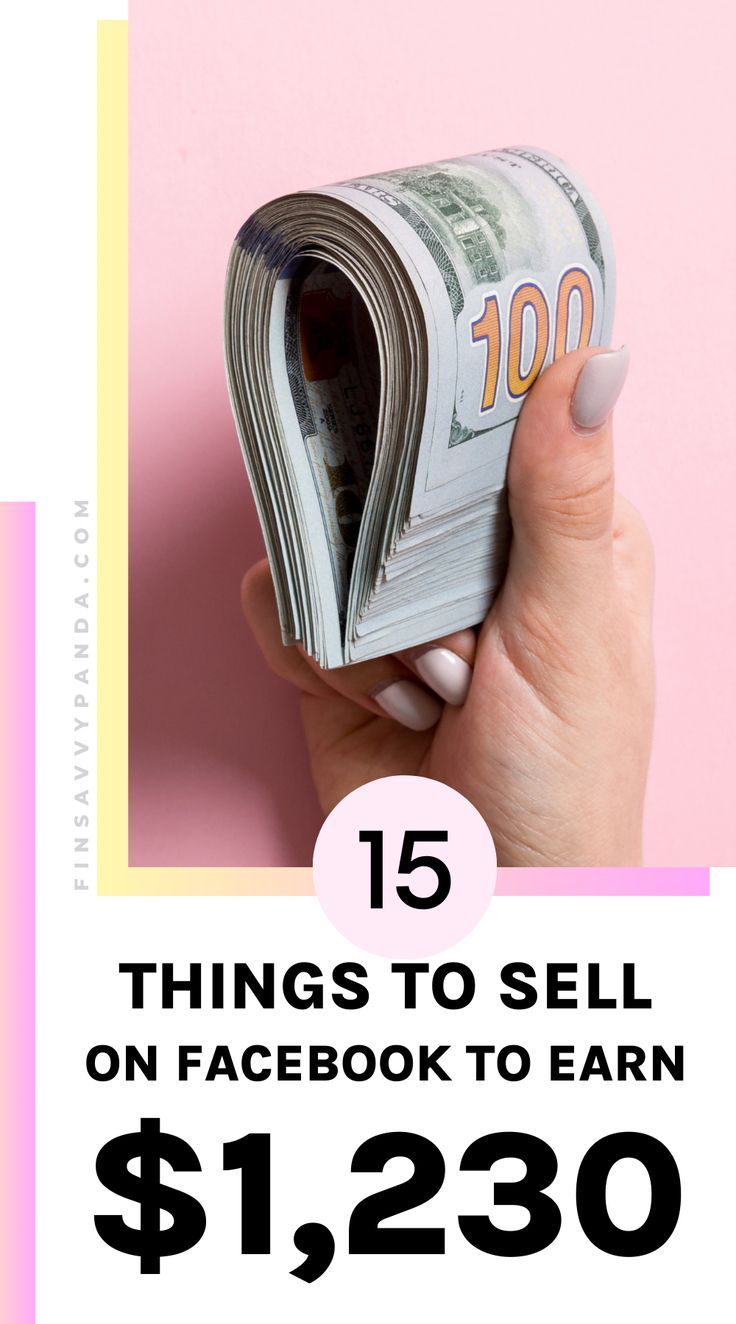 a hand holding a stack of money with the words, 15 things to sell on facebook to earn $ 1, 250