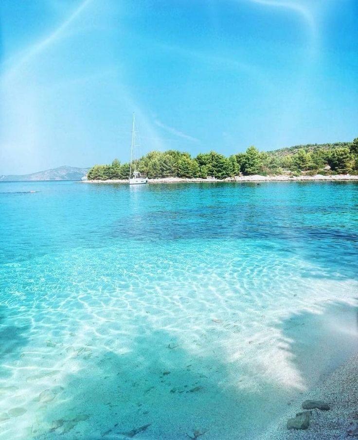 the water is crystal clear and blue