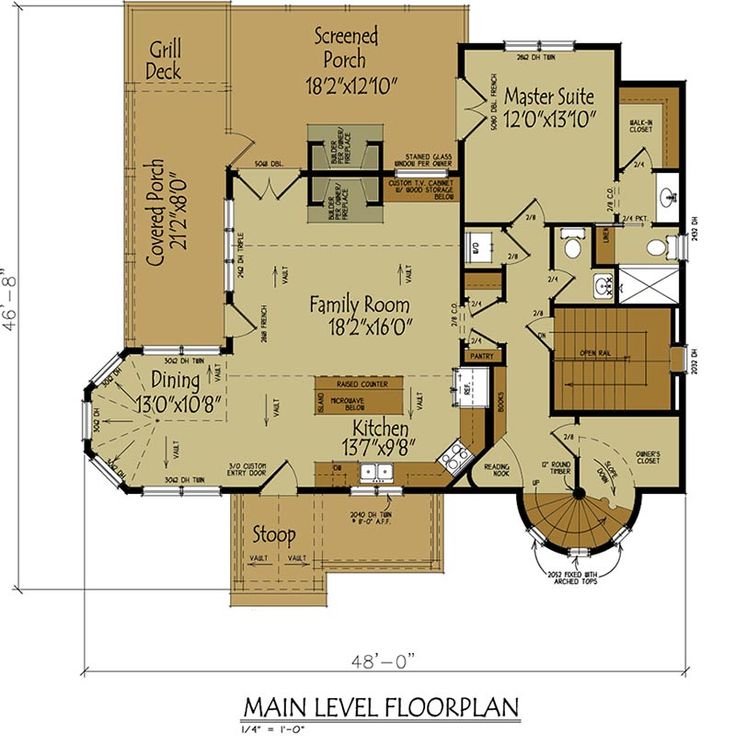 the main level floor plan for this home