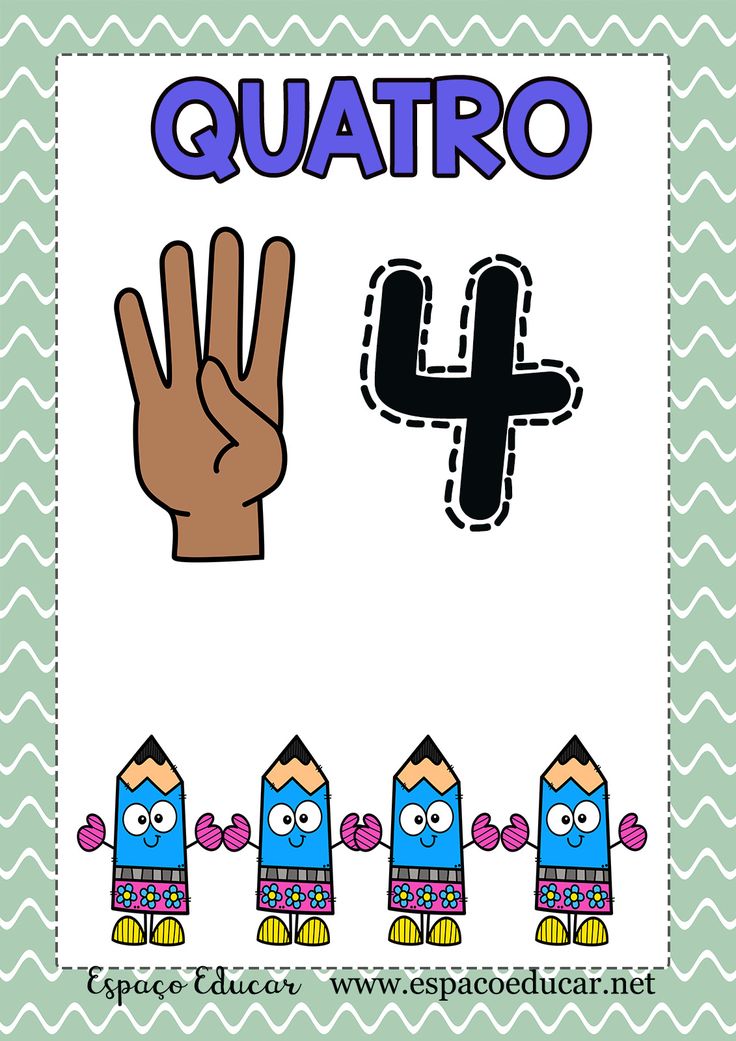 an image of a poster with the number 4 in front of five pencils and one hand