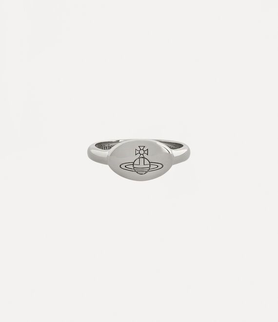 Our recycled silver Tilly ring features a classic signet silhouette, engraved with our iconic line orb on the face, finished with a patina to enhance the detailing - recalling Vivienne's vision of launching tradition into the future. The platinum-tone plated design is etched on the inside with our house's signature typography motif. Vivienne Westwood Tilly Ring, Vivienne Westwood Ring Silver, Funky Jewelry Rings, Vivienne Westwood Ring, Hogwarts Dr, Italian Charms, 21 Birthday, Weather Outfits, Body Glitter