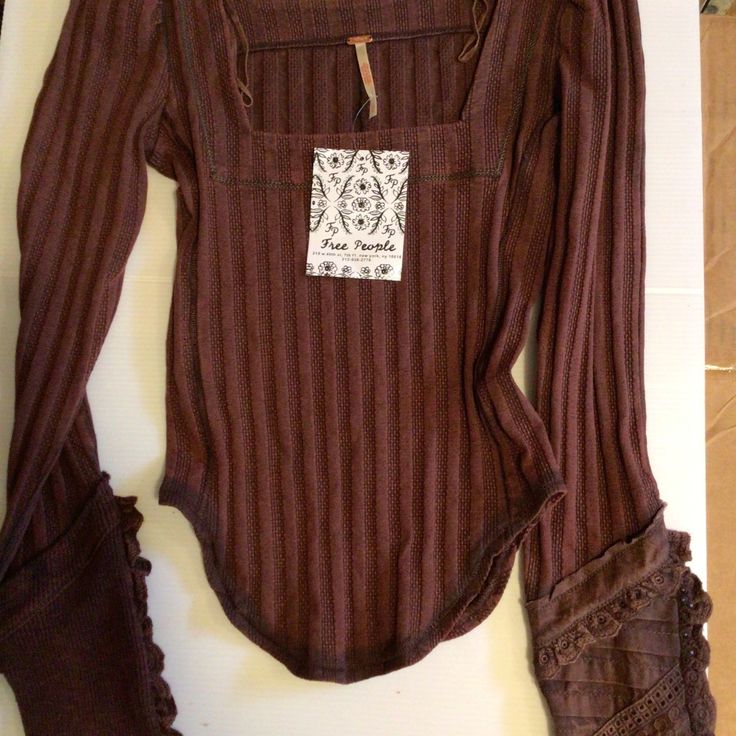 New Tagged Beautiful Topribbed Cotton, Shelf Square Top Open Side Shirt, Burnt Orange Top, Ribbed Shirt, Cuffed Top, Square Top, Lace Trim Top, Striped Long Sleeve Tee, Black Long Sleeve Shirt, Thermal Long Sleeve