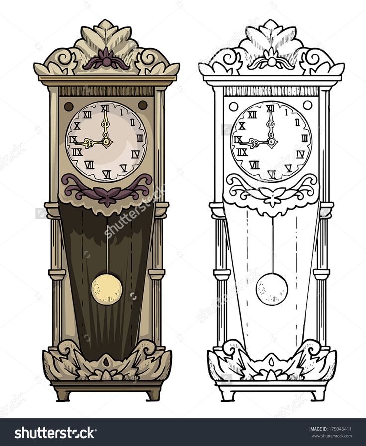 an old grandfather clock in three different styles