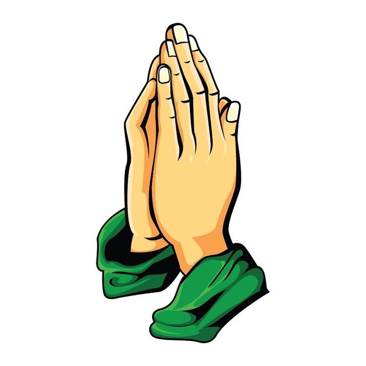 two hands are folded in prayer with their palms up to the side, and one hand is