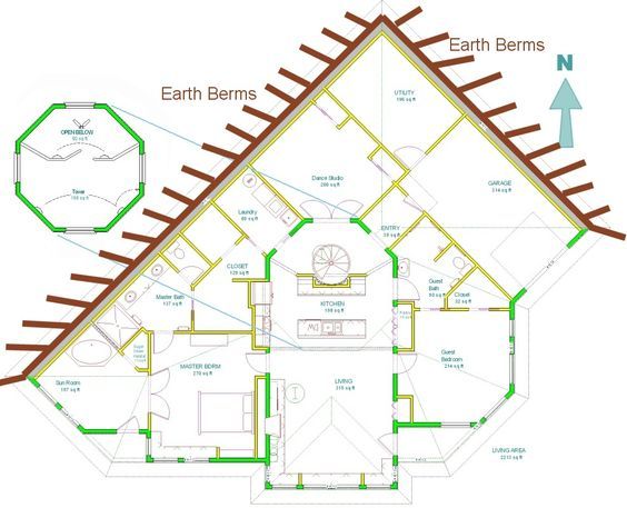 the floor plan for a house with three levels and four rooms, including an attic