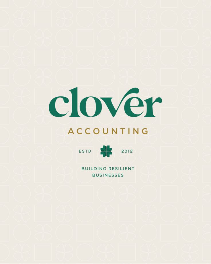 the clover logo is shown in green and white