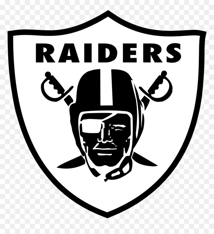 a black and white image of the oakland football team's logo on a shield