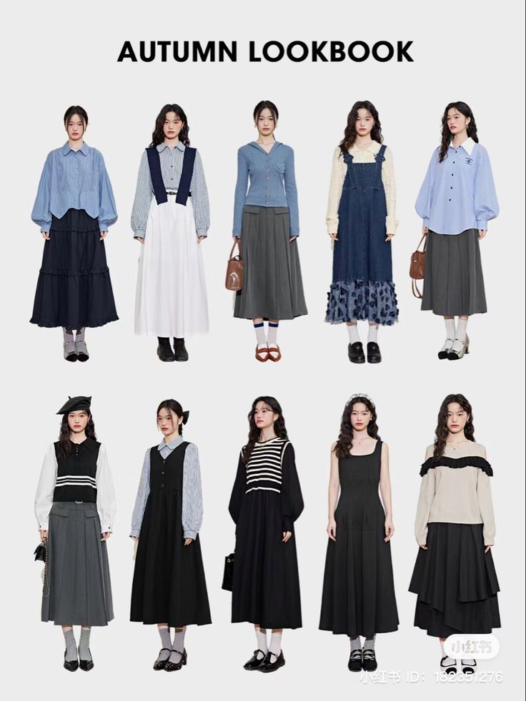 Old Money Parisian Outfits, Asian Modest Outfit, Pasar Seni Outfit, Work Outfits Women Japanese, Autumn Asian Outfits, Japanese Hijab Style, Formal Long Skirt Outfit, Navy Blue Long Skirt Outfit, Japanese Mom Outfit