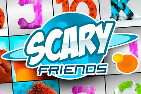 the logo for scary friends is displayed in front of many colorful letters and numbers that spell out their name