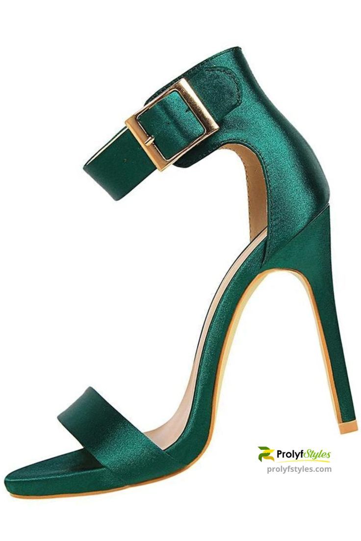 Looking to make your outfit stick out in the crowd? Add this bottle green high heel sandals and great that classy and sophisticated fashion look that will wow the ground. Satin sandals high heels is perfect for your formal wear outfit for smart casual style. #highheels #womenshighheels Dark Green High Heels, Female Gladiator, Satin High Heels, Green High Heels, High Heels Classy, Heels Patterns, Classy Shoes, Satin Heels, Super High Heels