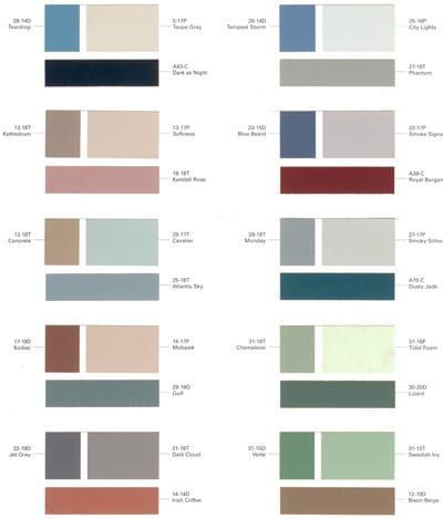 the color chart for different paint colors