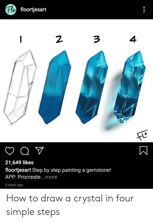 the instructions for how to draw crystal in four simple steps