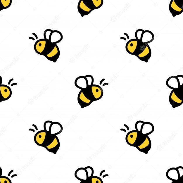 a pattern with a yellow and black bee on it