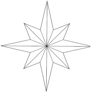 a star that has been drawn in the shape of a snowflake, with one point