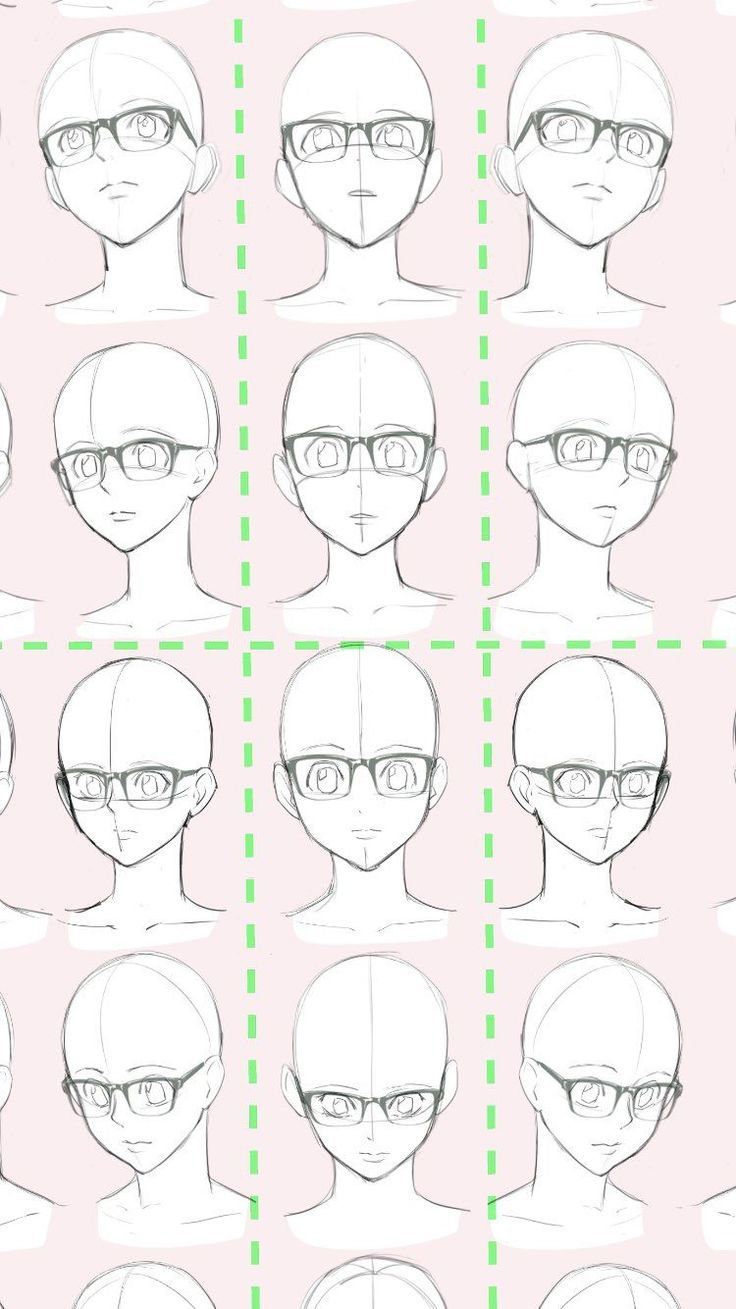 how to draw an anime character with different facial expressions and hair styles for the head