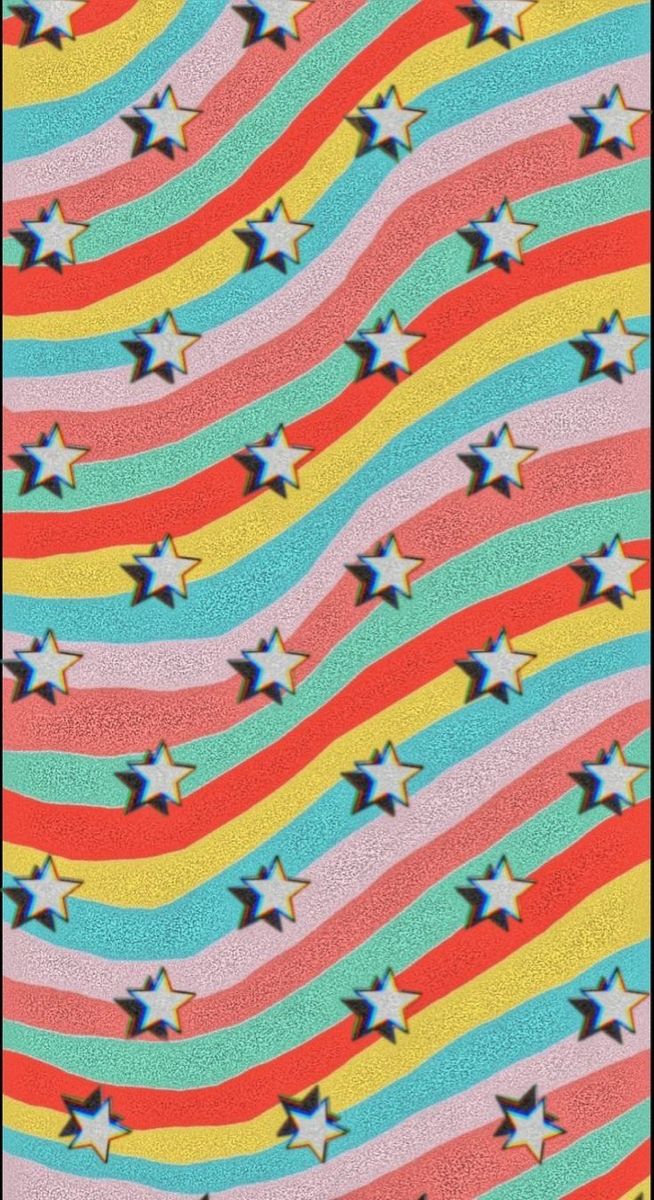 an image of stars and stripes on a colorful wallpaper pattern that looks like waves