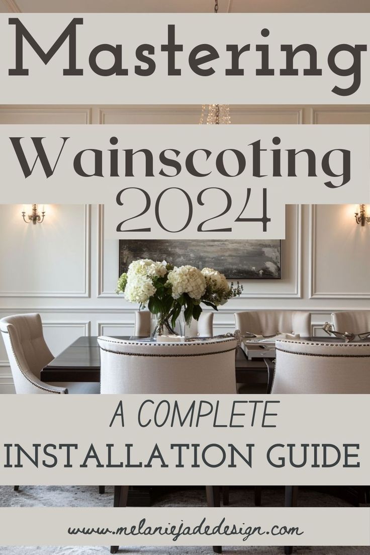 a white dining room with the words mastering wanscoing 2094, and an image of