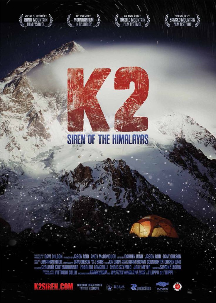 the poster for k2 2, which features tents and mountains with snow on them