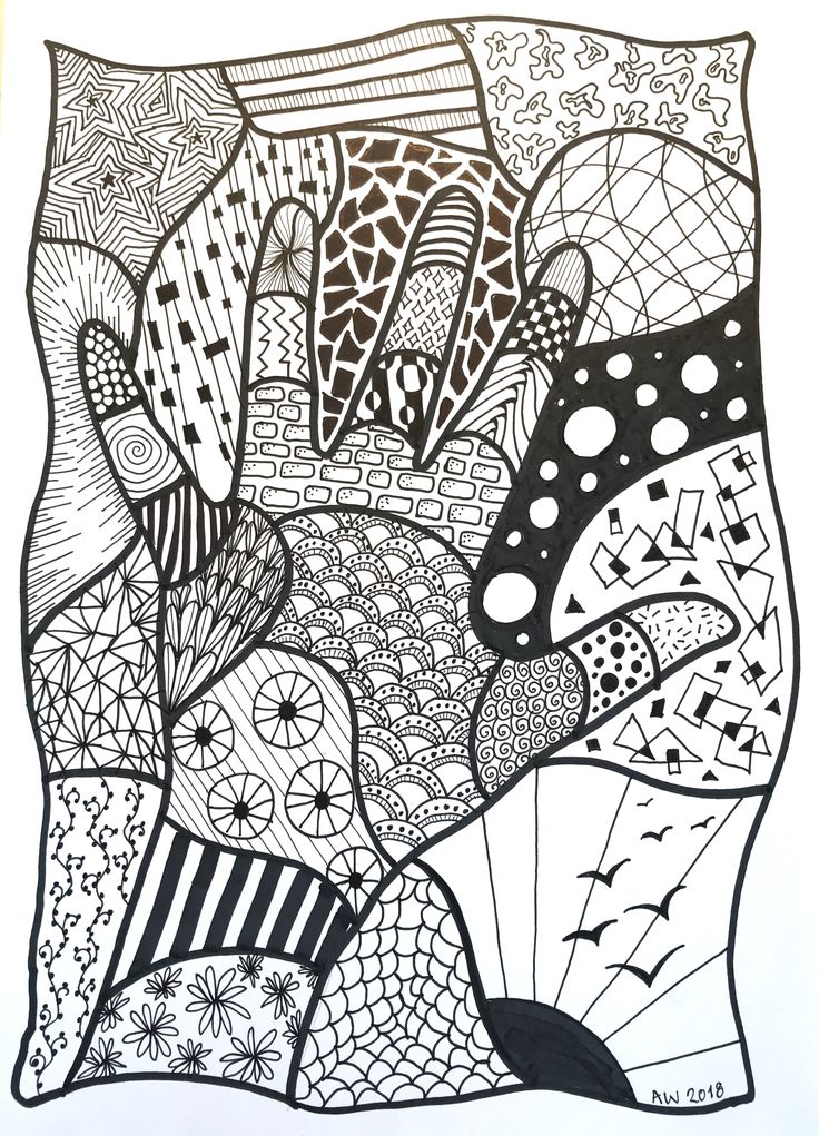 an abstract drawing with black and white lines