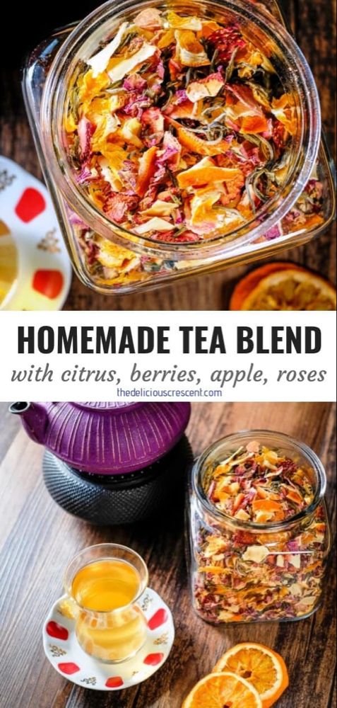 homemade tea blend with citrus, berries, apple, raspberries and oranges