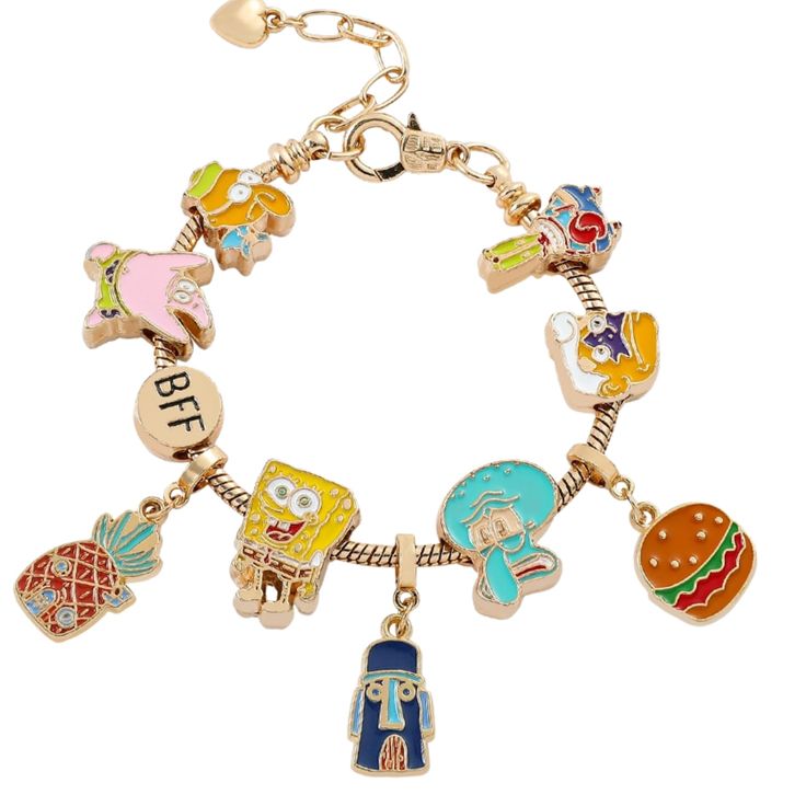 a bracelet with charms on it that says,'i love the simpsonss '