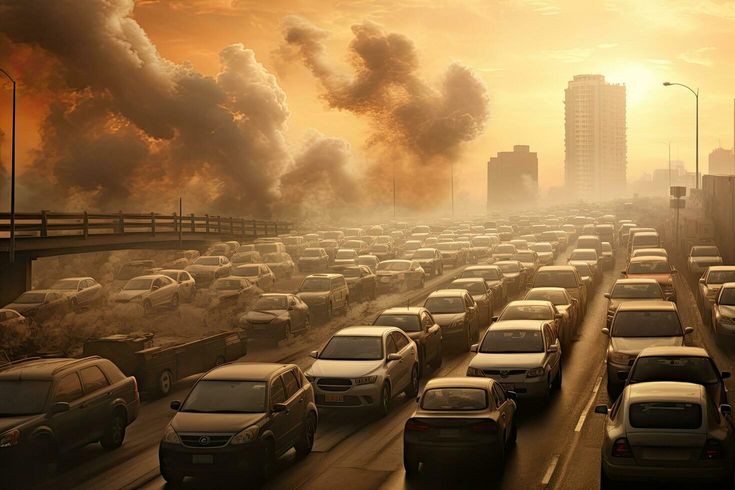 Air pollution in the city. Pollution of the environment concept. car traffic in the city air pollution, AI Generated Air Pollution Pictures, Car Pollution, Air Pollution Project, Traffic Pollution, City Pollution, Pollution Pictures, Pollution Poster, Air Pollution Poster, Car Traffic