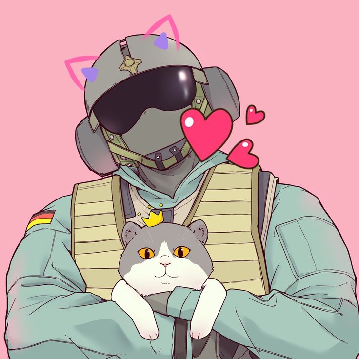 a person wearing a helmet with a cat on his chest and heart shaped glasses over their eyes