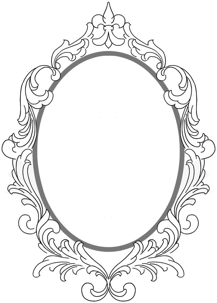 an ornate frame with scrolls and leaves on it, in black and white coloring pages