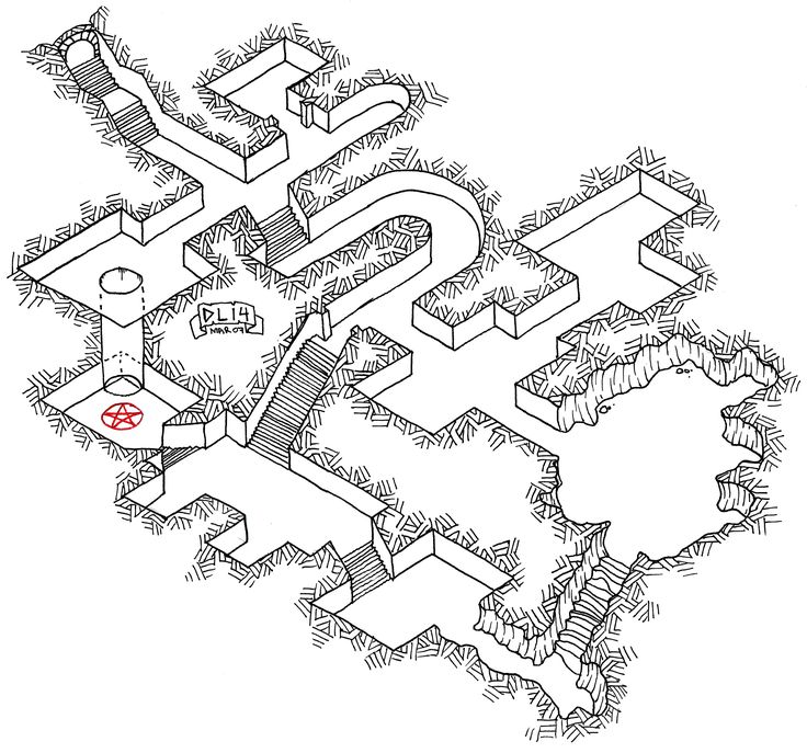 a black and white drawing of a maze in the shape of a heart with a red marker